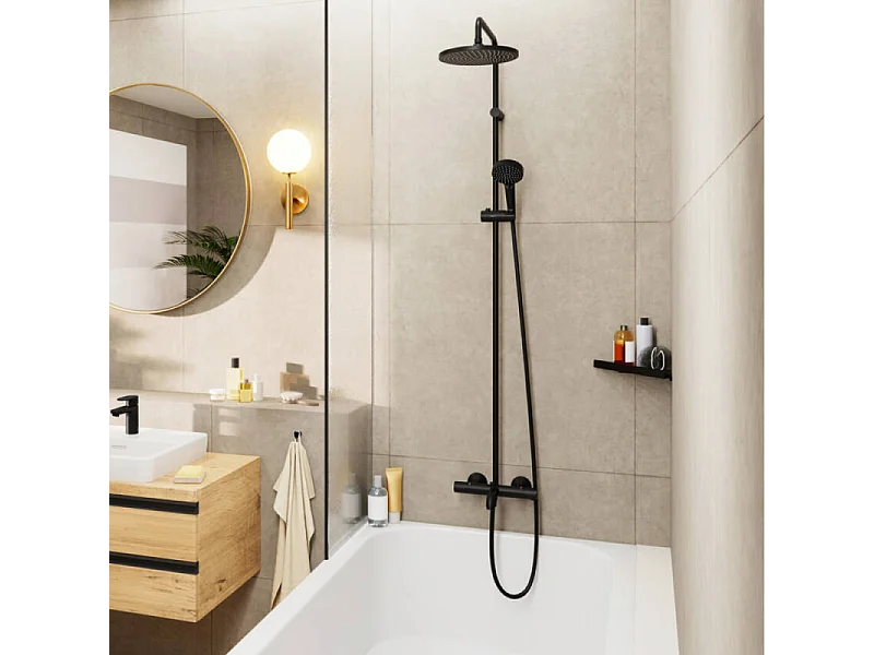Colonne bain douche thermostatique HANSGROHE Vernis Blend noir mat