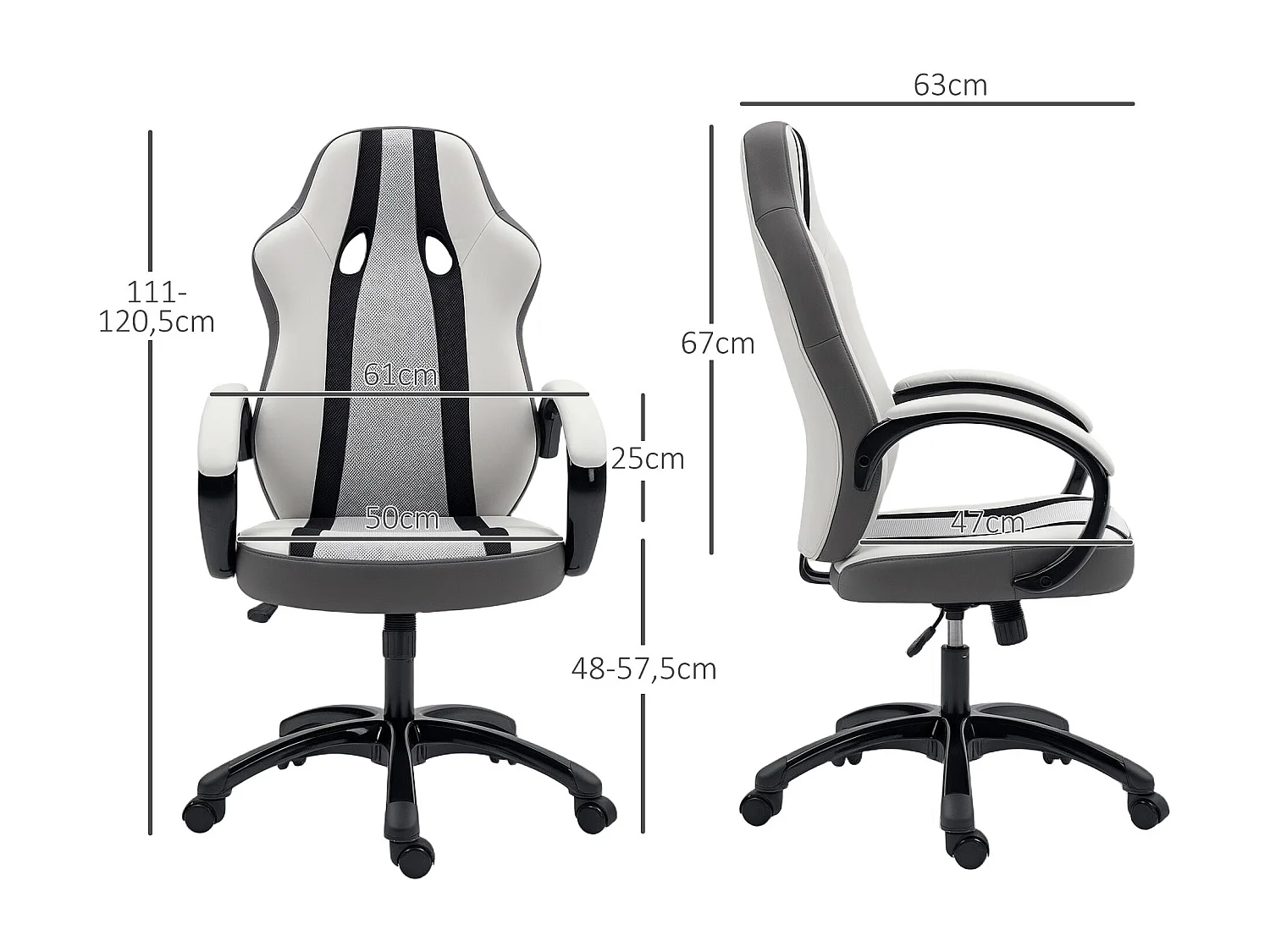 Cadeira Gamer Ajustável em PU e Malha Transpirável para Conforto e Estilo no Escritório e Casa - Modelo Biarritz Cinzento