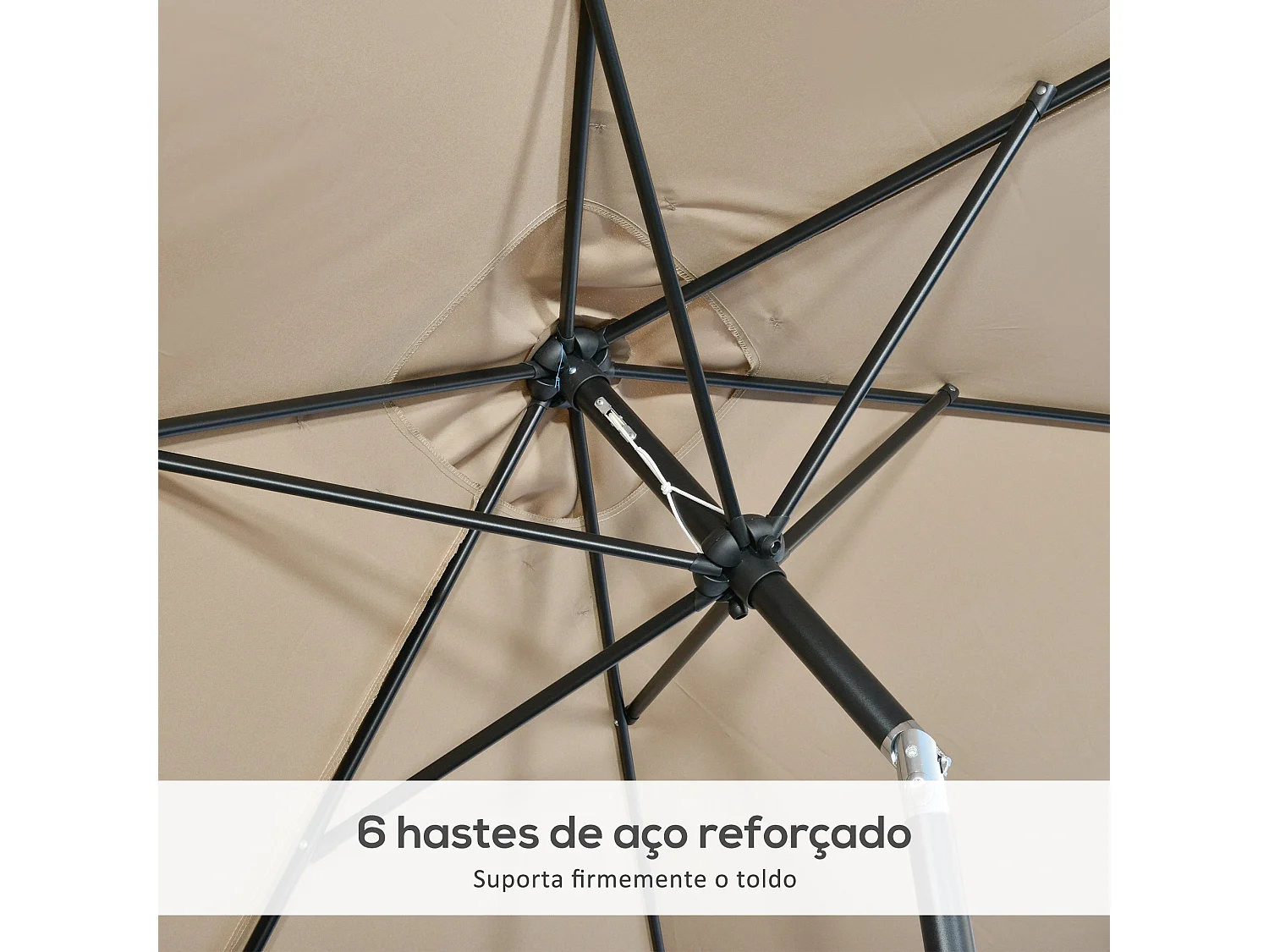 Sombrilla Sand Outsunny inclinable + plegable marrón 253x295x195 cm