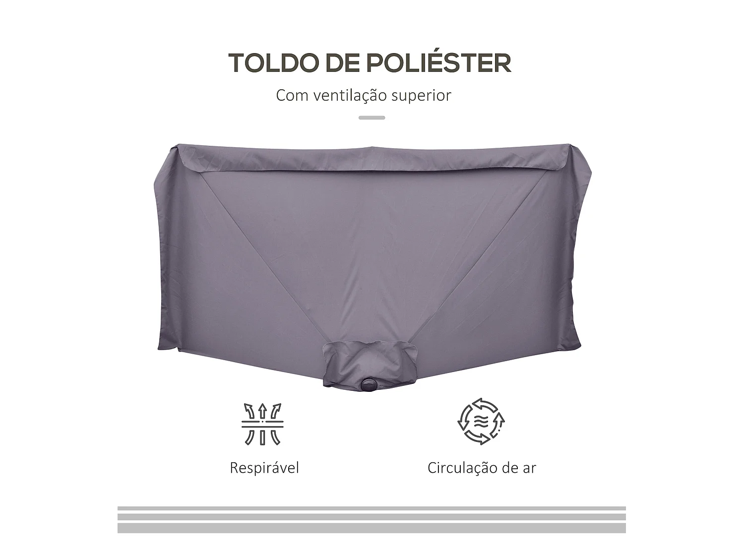 Sombrilla de pared Chicago Outsunny apertura con manivela gris 249x230x130 cm