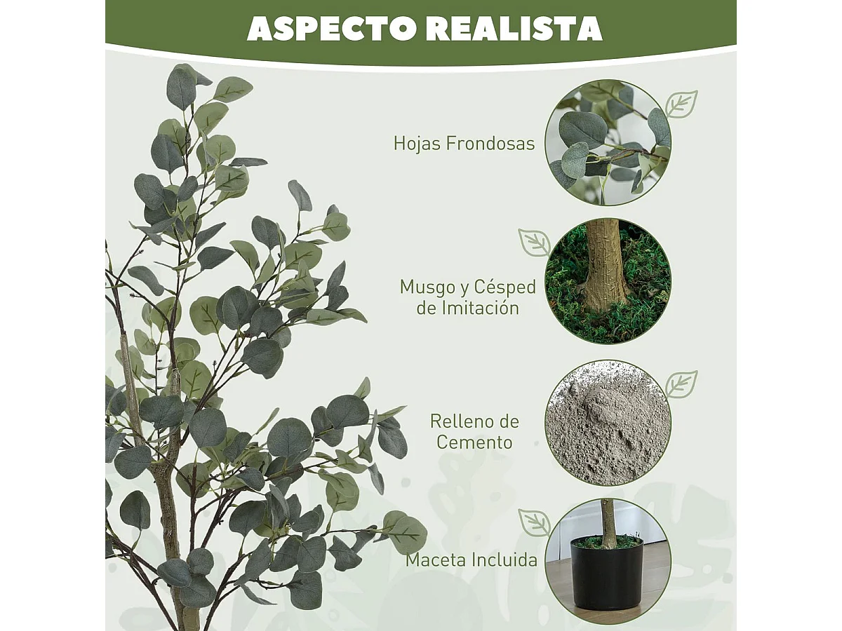 Planta artificial Eucaliptus 230 hojas verde 150 cm