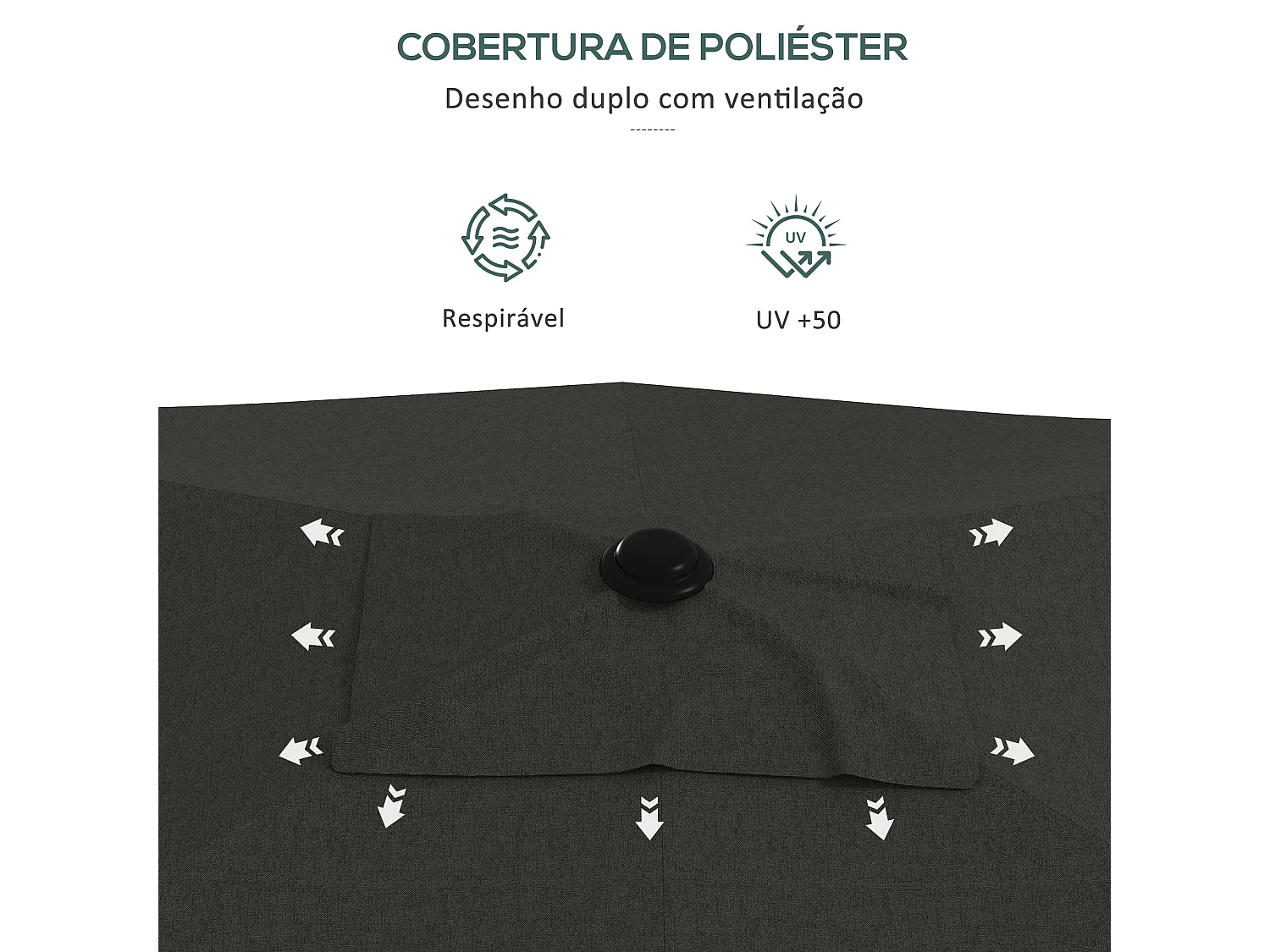 Sombrilla Charlotte Outsunny rectangular manivela + protección UV50+ gris 248x205x290 cm