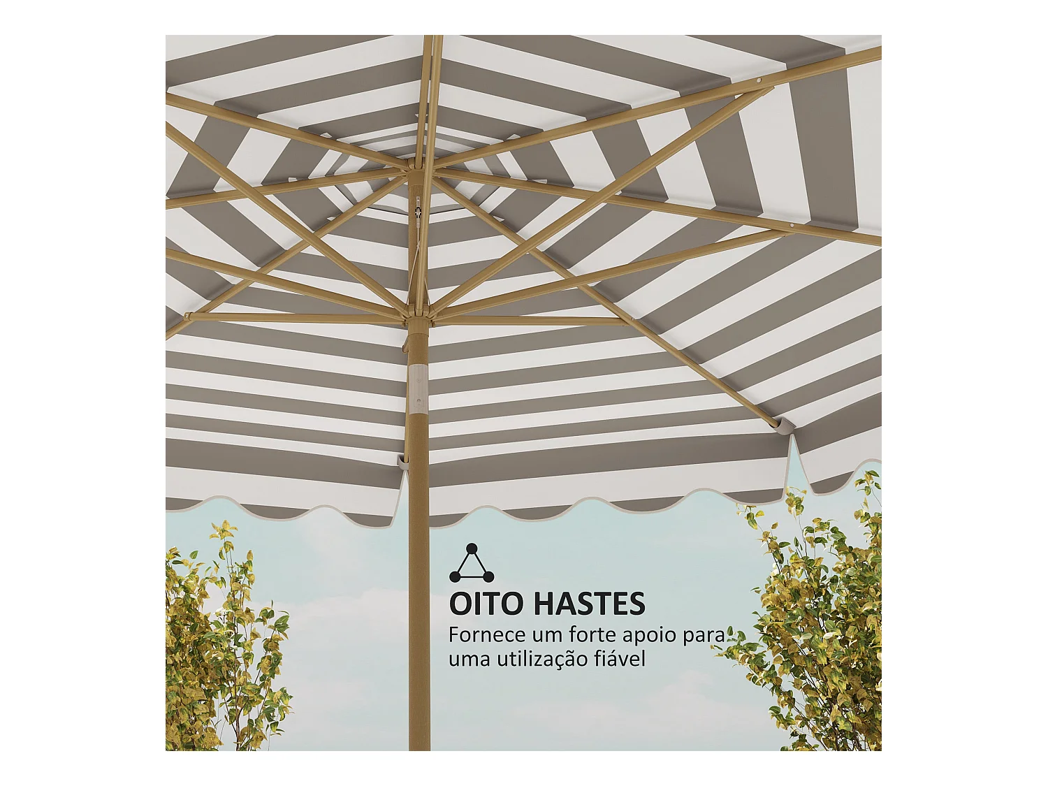 Sombrilla Helade Outsunny inclinable con manivela gris/blanco Ø268x237 cm