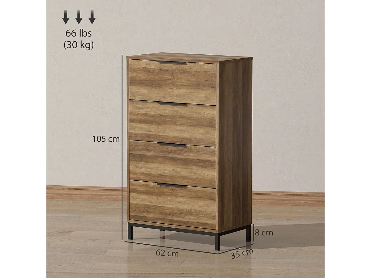 Cómoda Senda Homcom 4 cajones natural 105x62x35 cm