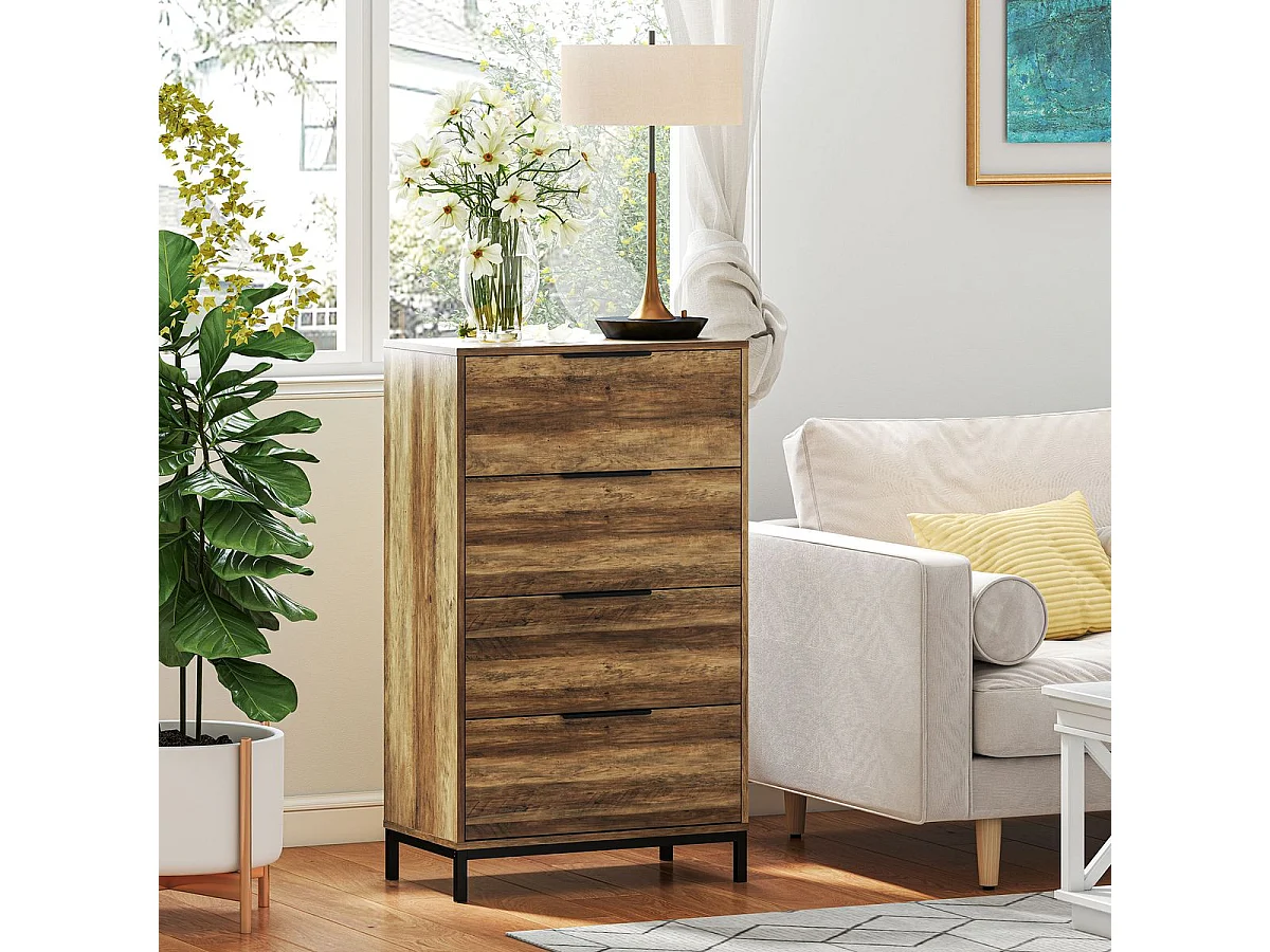 Cómoda Senda Homcom 4 cajones natural 105x62x35 cm