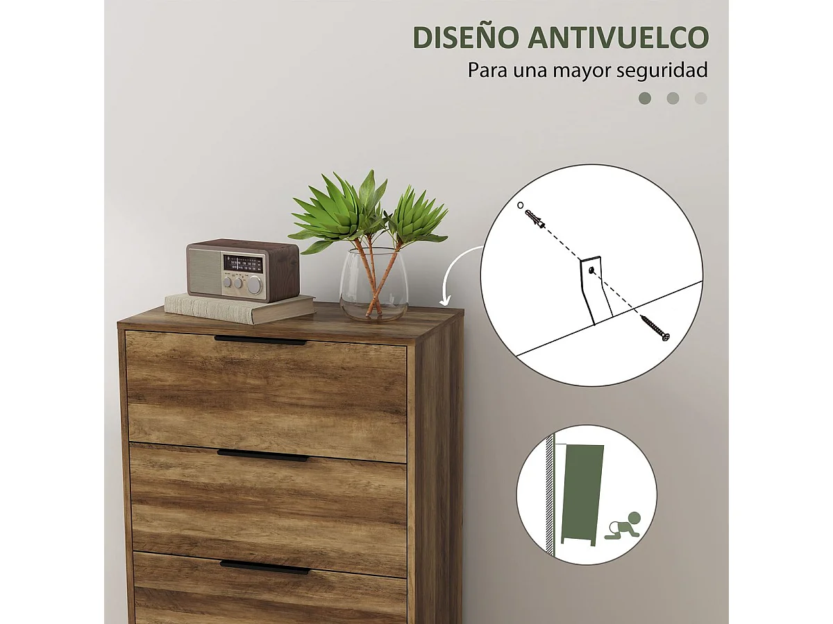 Cómoda Senda Homcom 4 cajones natural 105x62x35 cm