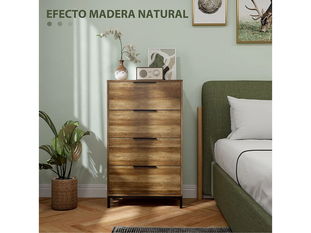 Cómoda Senda Homcom 4 cajones natural 105x62x35 cm