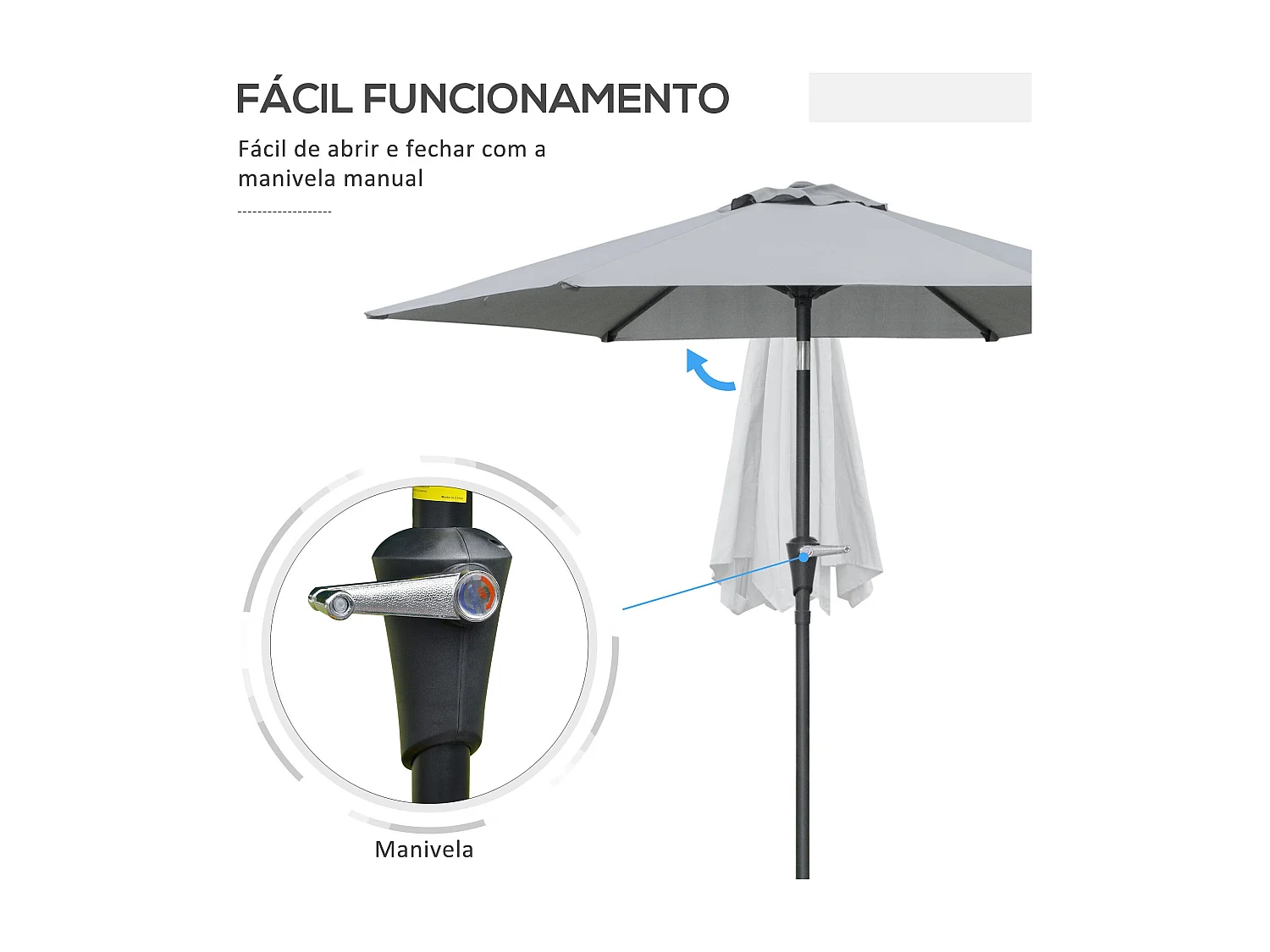 Sombrilla Portland Outsunny ángulo ajustable gris Ø230x216 cm