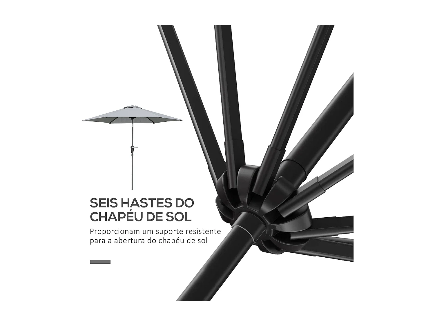 Sombrilla Portland Outsunny ángulo ajustable gris Ø230x216 cm