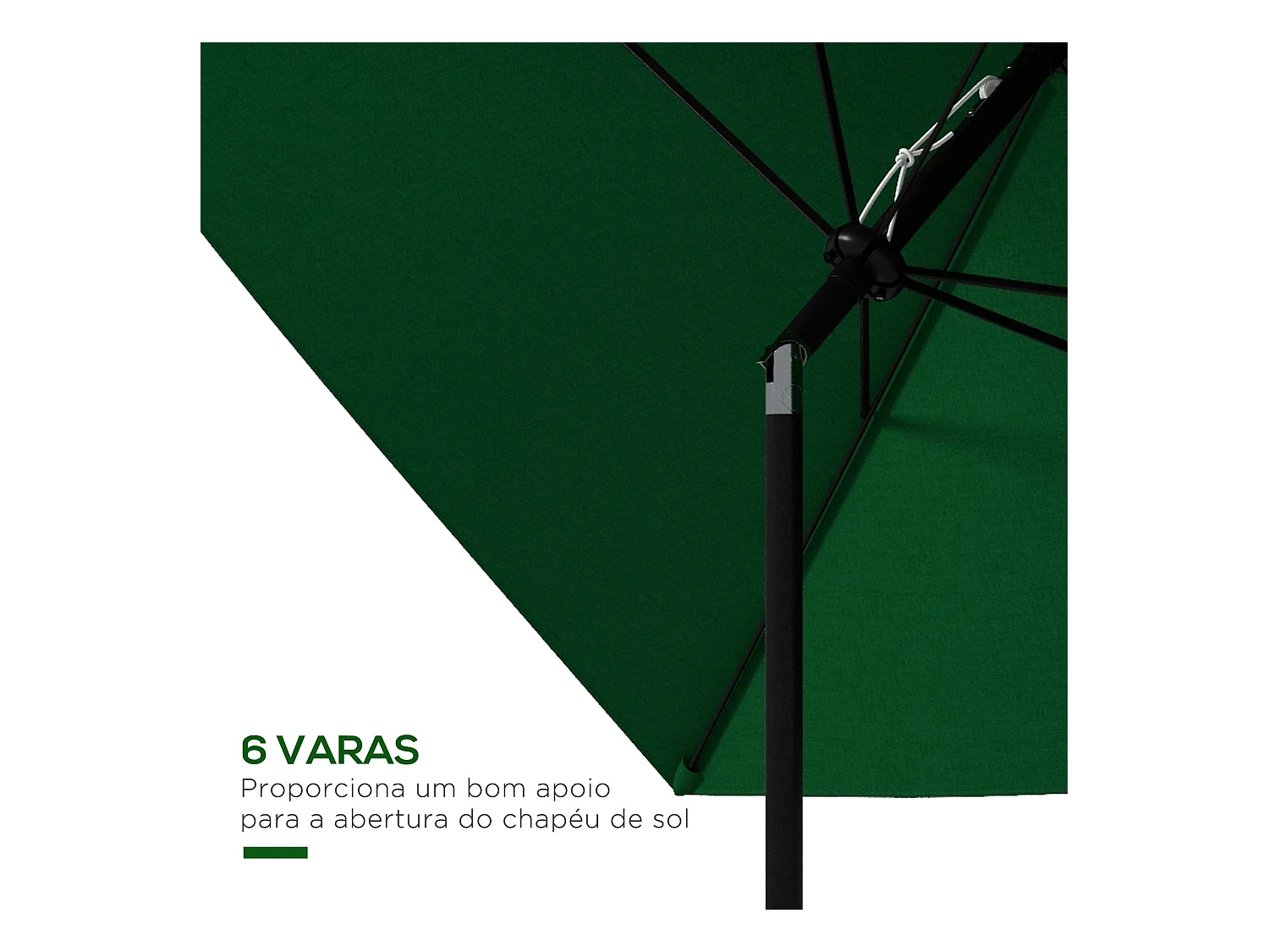 Sombrilla de jardín Gari Outsunny reclinable 6 varillas + manivela verde 248x205x290 cm