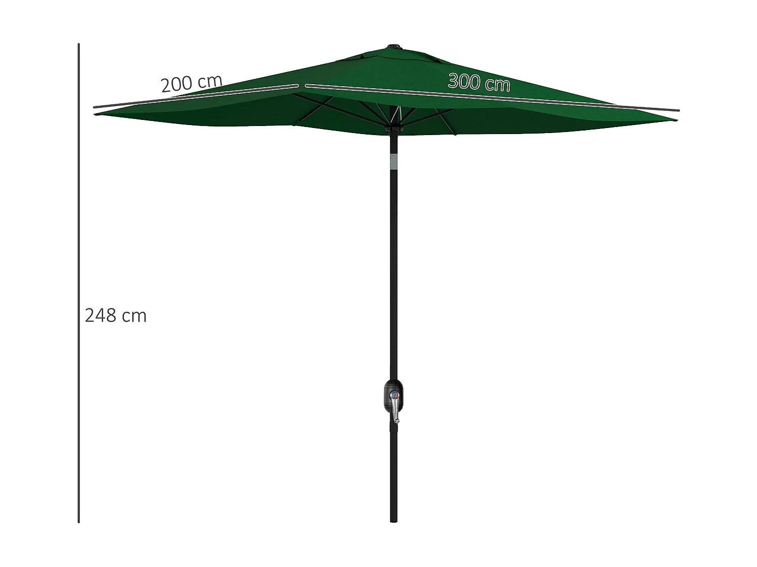 Guarda-sol de Jardim Torino 300x200cm com Proteção UV e Design Elegante