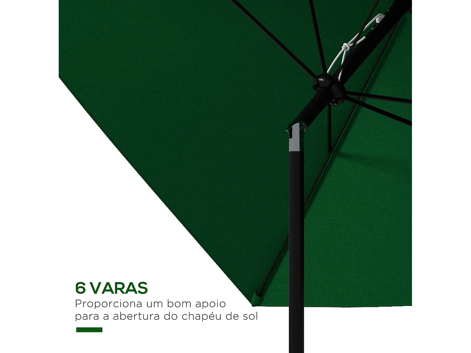 Sombrilla de jardín Gari Outsunny reclinable 6 varillas + manivela verde 248x205x290 cm