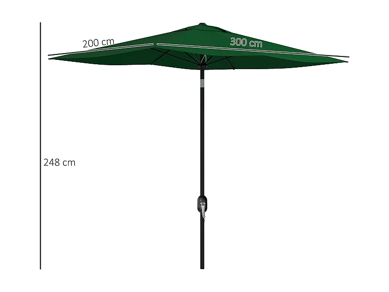 Guarda-sol de Jardim Torino 300x200cm com Proteção UV e Design Elegante