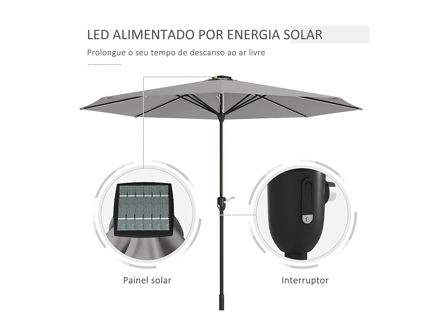 Guarda-sol de Jardim Lugano 265x240 – Elegância e Proteção Solar