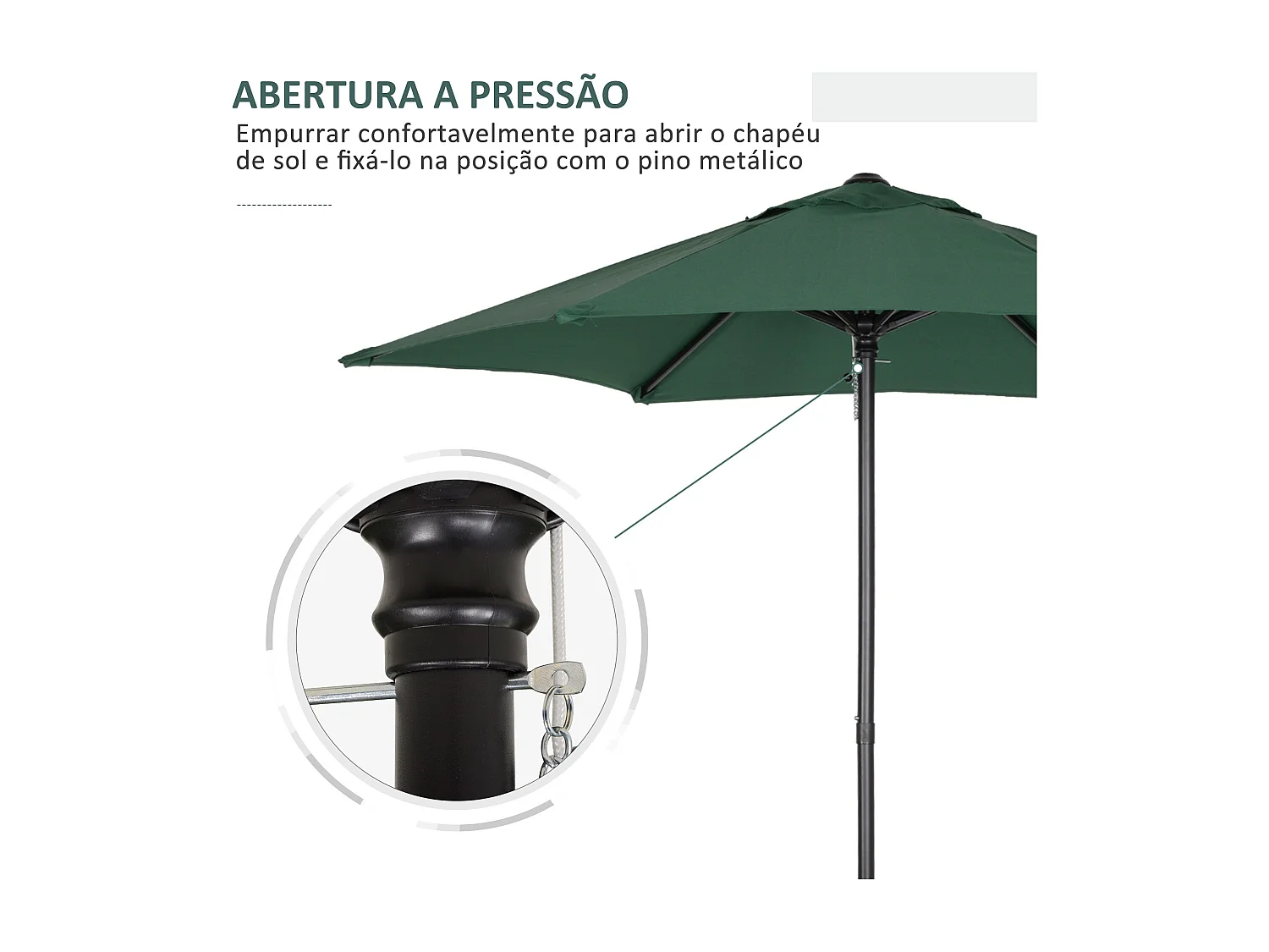 Sombrilla Teki Outsunny desmontable verde Ø196x204 cm