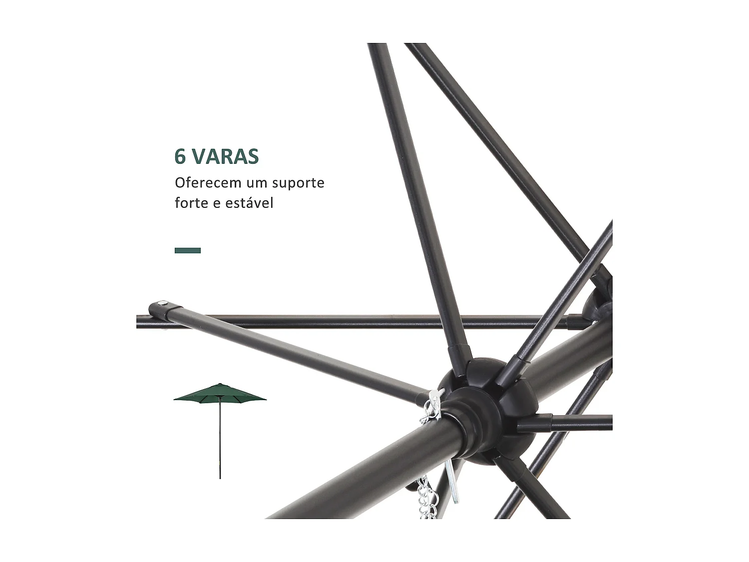 Sombrilla Teki Outsunny desmontable verde Ø196x204 cm