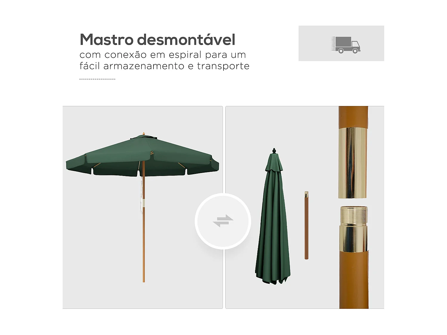 Sombrilla de jardín Outsunny techo ventilable verde osocuro Ø3,25x2,5 m