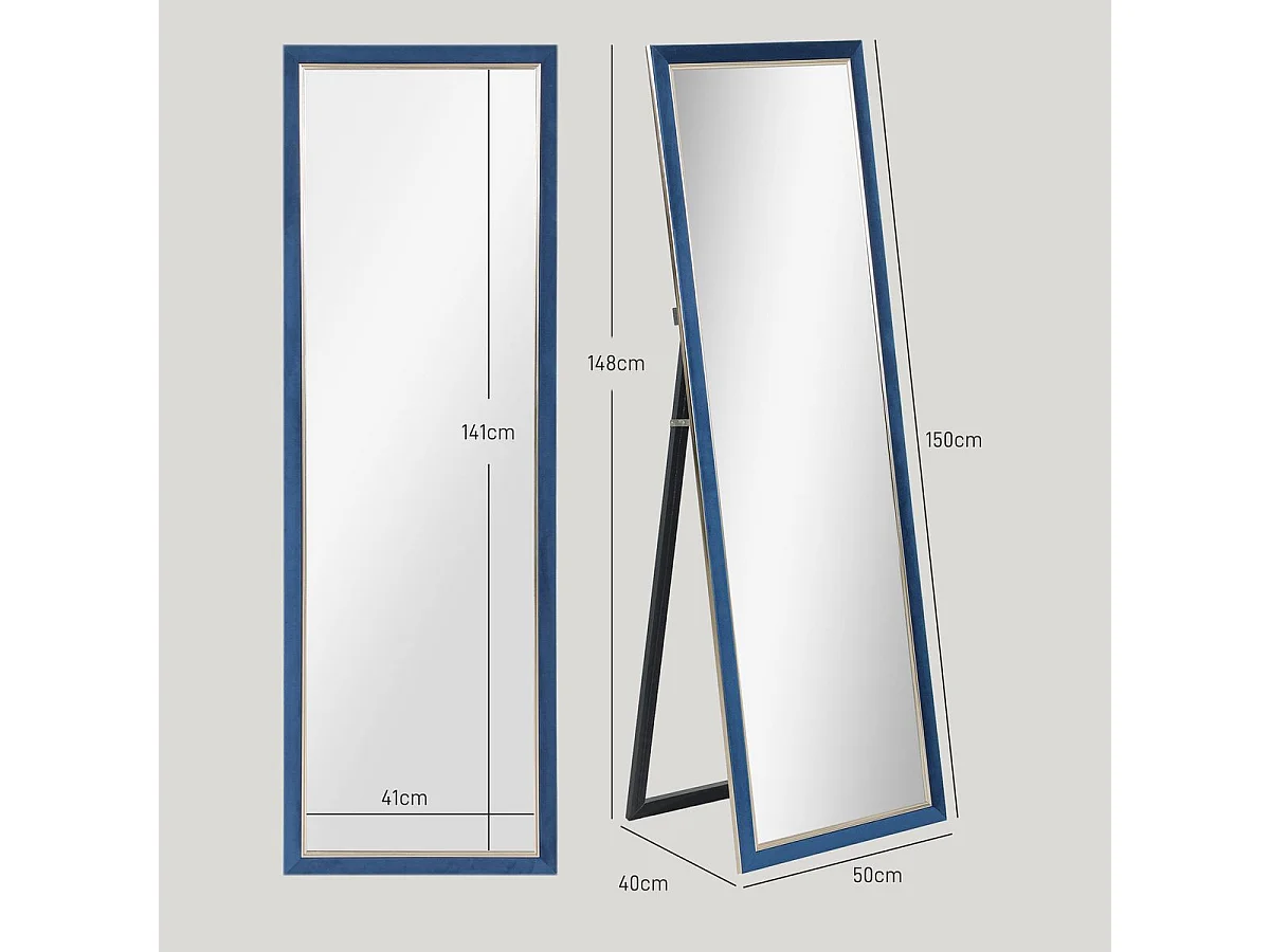 Espejo de pie Chile Homcom con soporte azul 150x50 cm