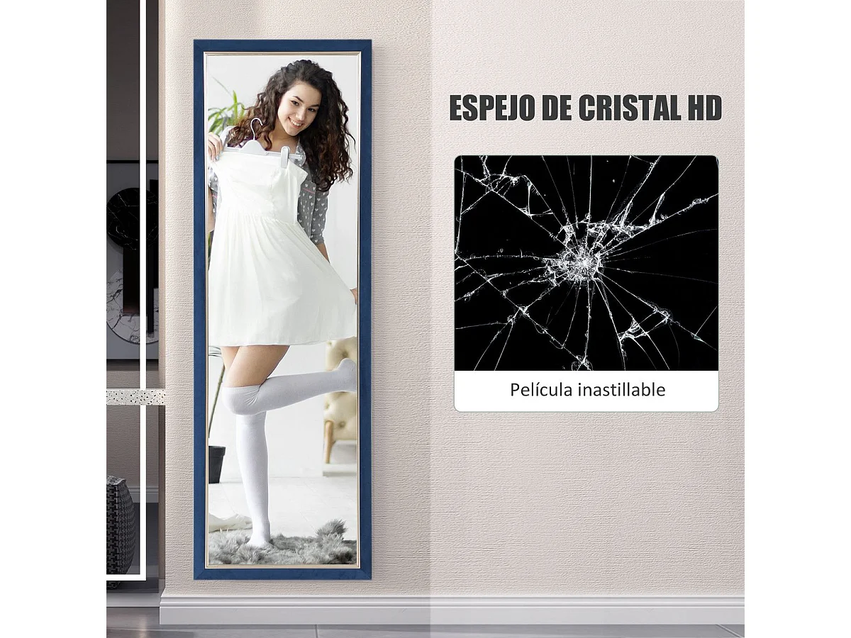 Espejo de pie Chile Homcom con soporte azul 150x50 cm