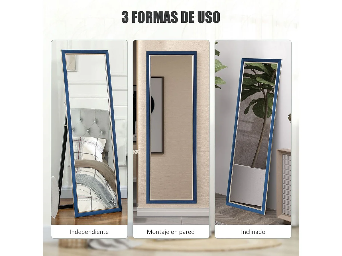 Espejo de pie Chile Homcom con soporte azul 150x50 cm