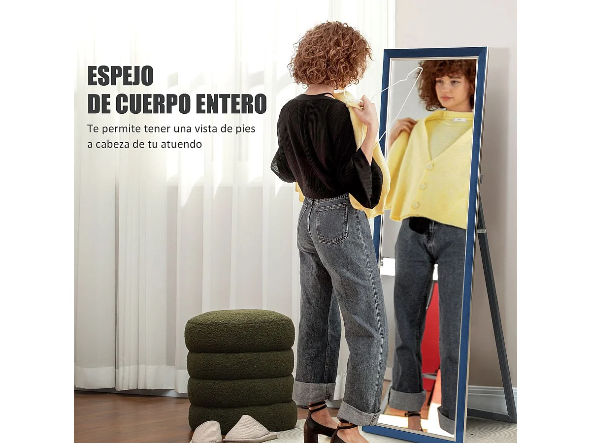 Espejo de pie Chile Homcom con soporte azul 150x50 cm