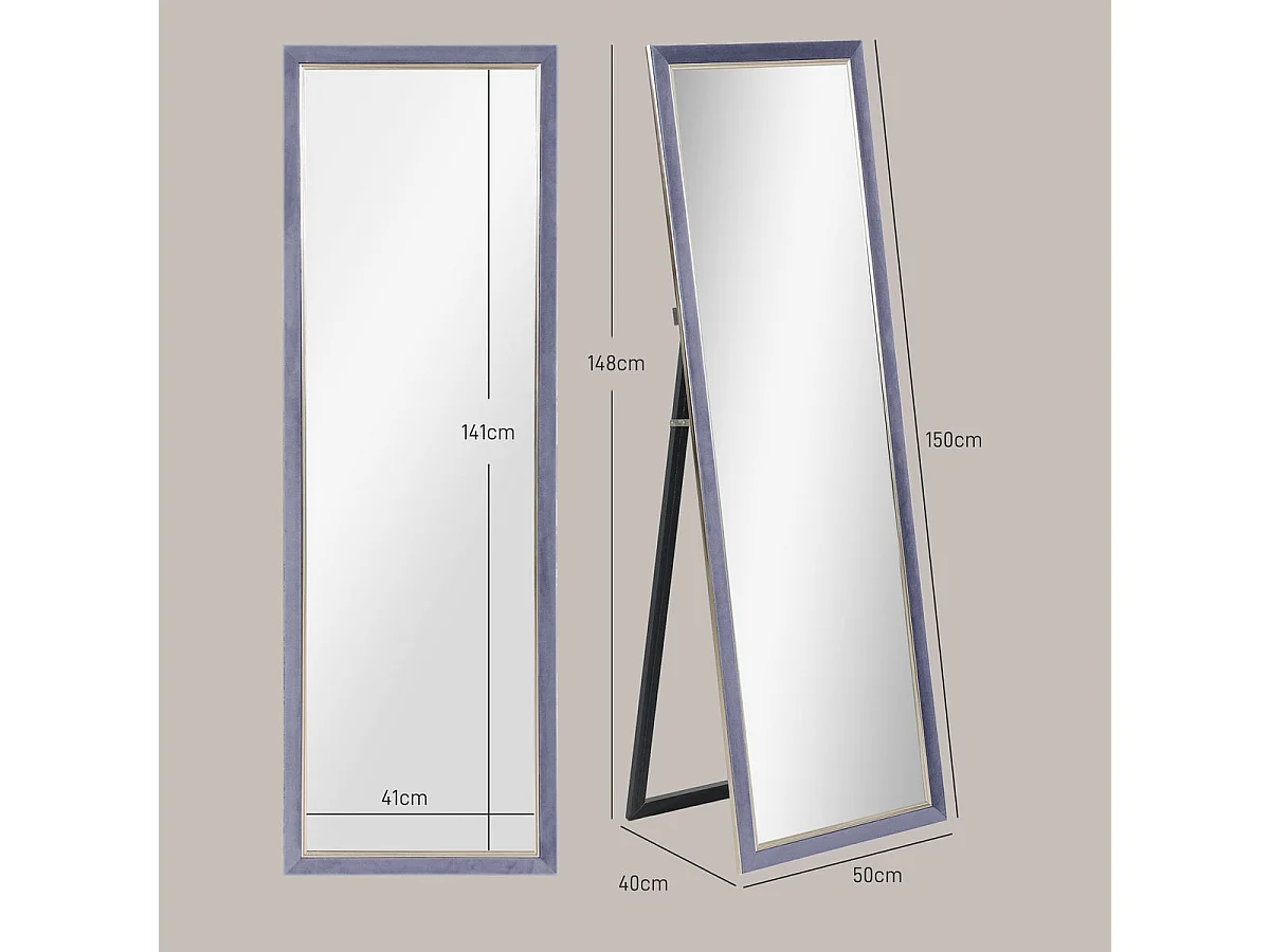 Espejo de pie Chile Homcom con soporte gris 150x50 cm