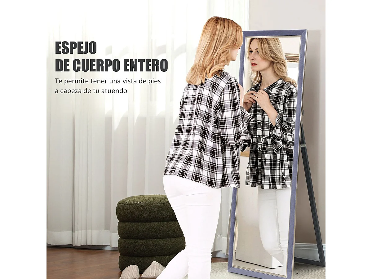Espejo de pie Chile Homcom con soporte gris 150x50 cm