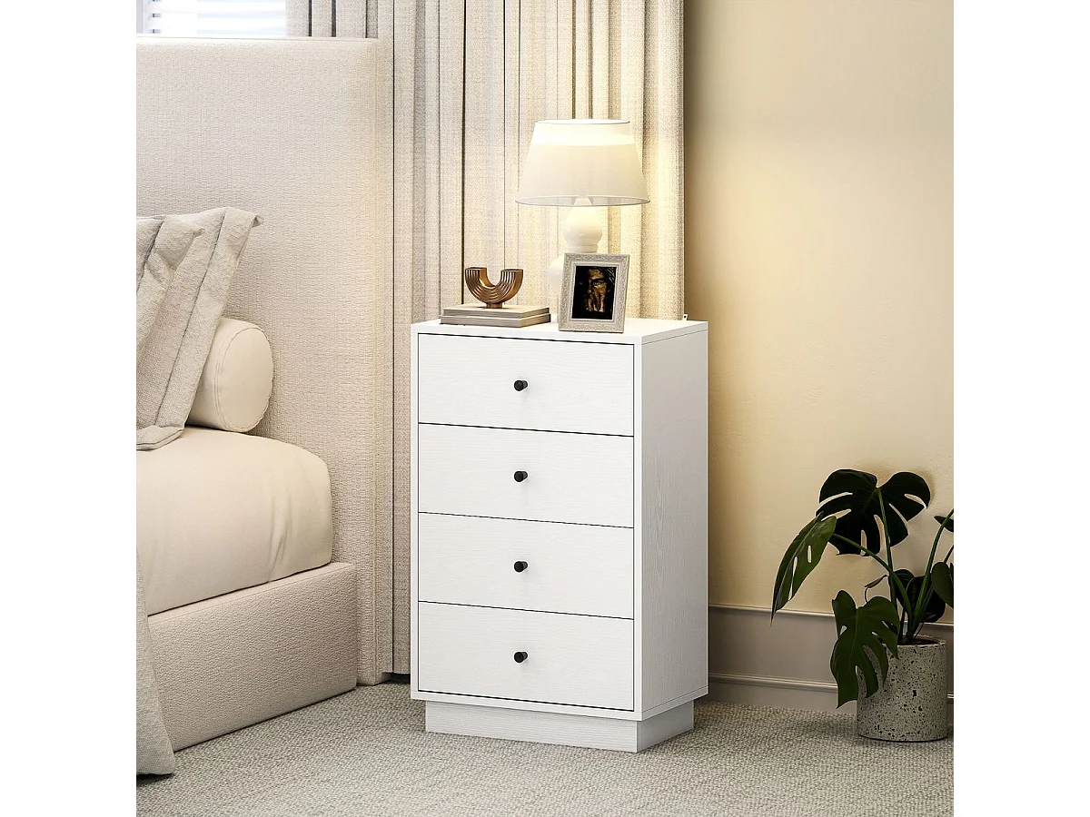 Cómoda Dakar Homcom 4 cajones blanco 75x47x29 cm