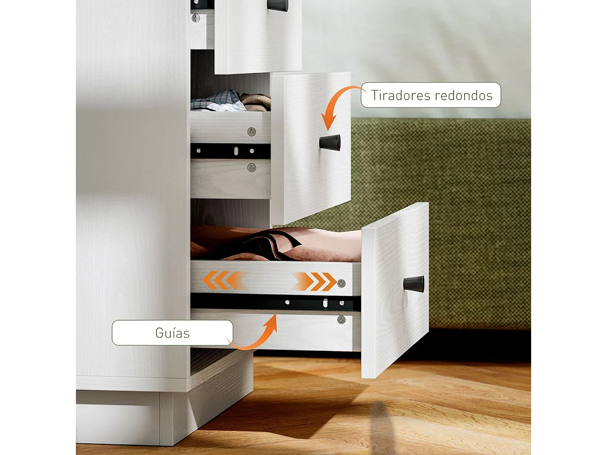 Cómoda Dakar Homcom 4 cajones blanco 75x47x29 cm