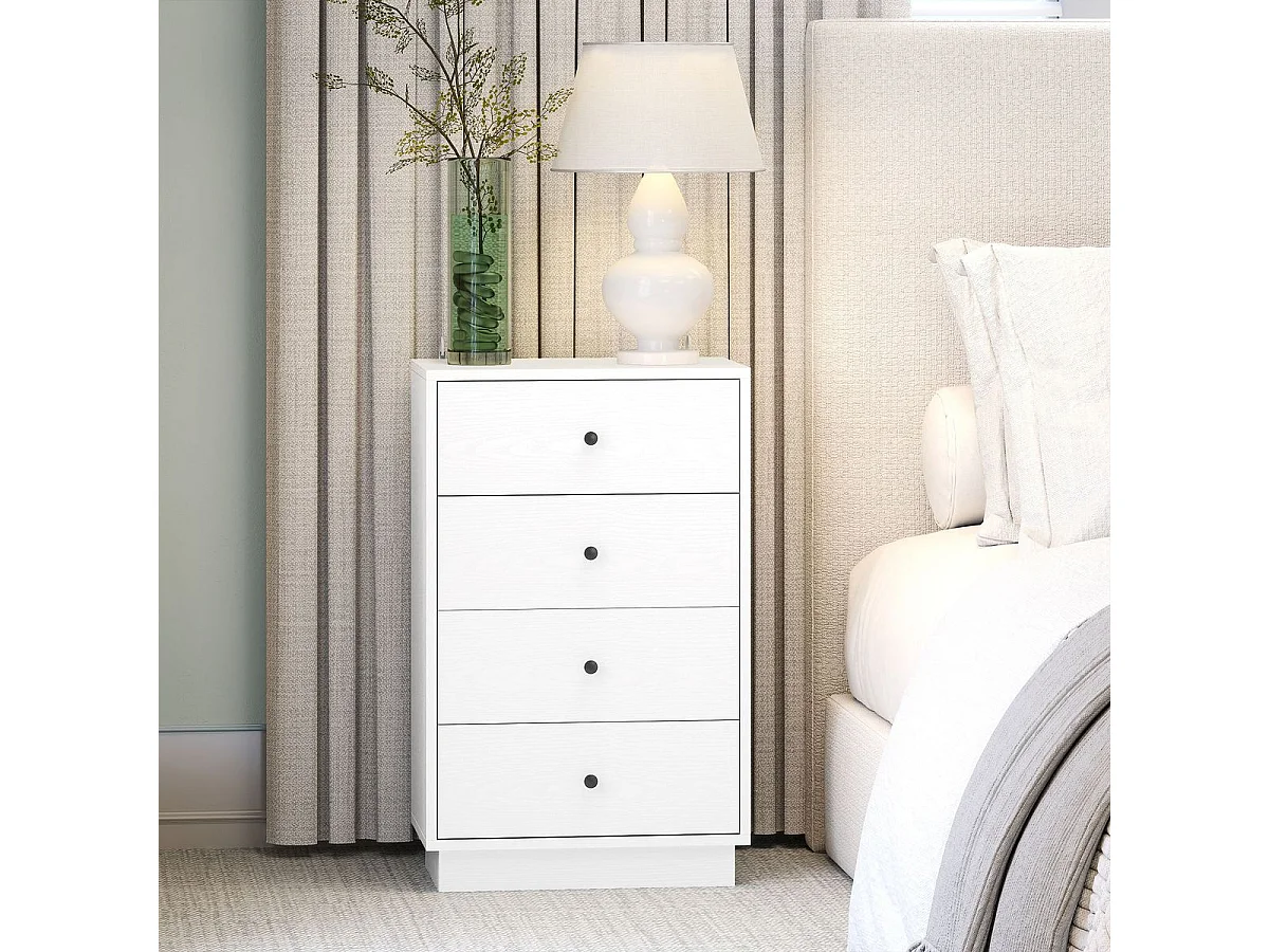 Cómoda Dakar Homcom 4 cajones blanco 75x47x29 cm