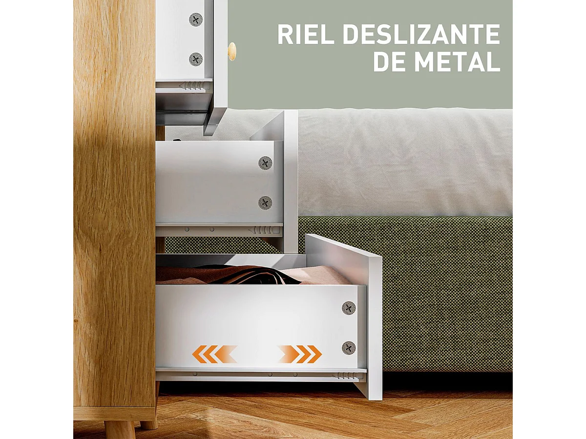 Cómoda Ónix Homcom 4 cajones blanco/natural 65x60x35 cm