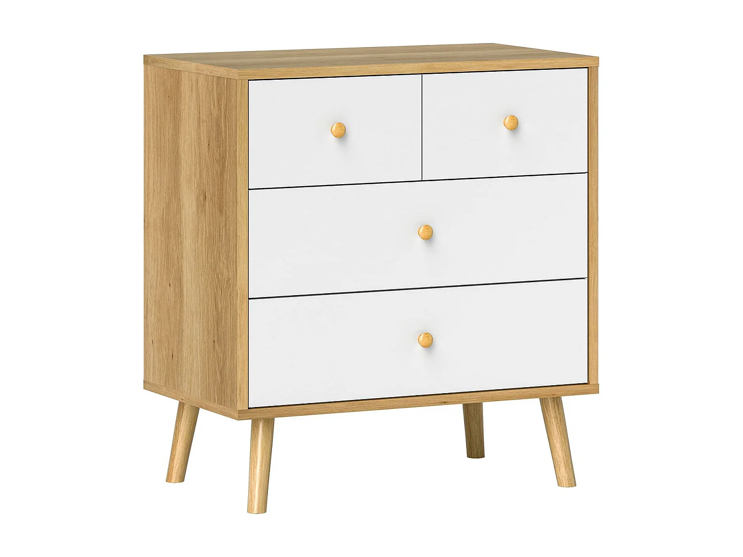 Cómoda Ónix Homcom 4 cajones blanco/natural 65x60x35 cm