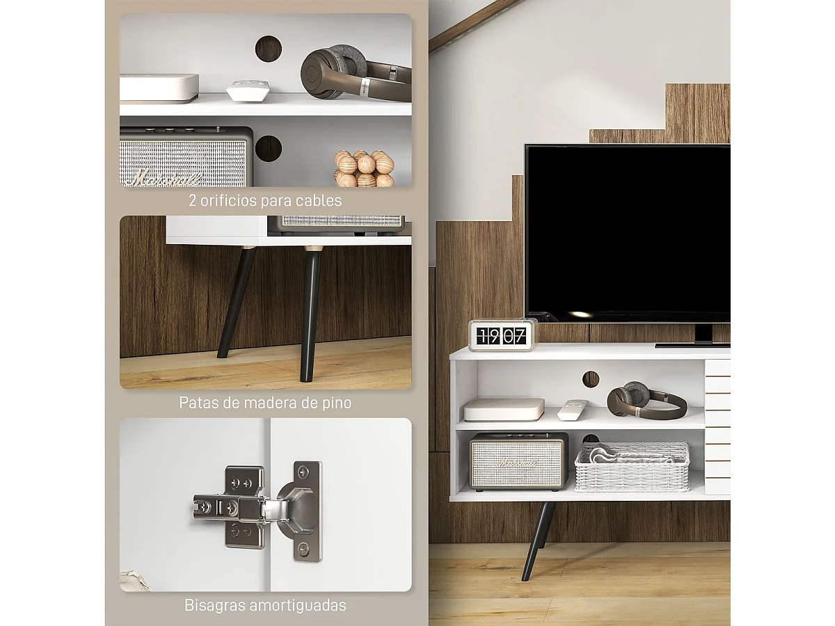 Armário Moderno Belluno 145x38x65cm em Branco para TV até 65 polegadas