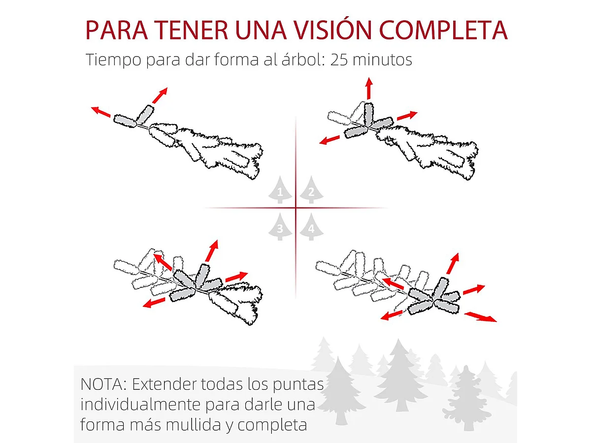 Árbol de Navidad Homcom 479 ramas con efecto nevado verde Ø65x180 cm