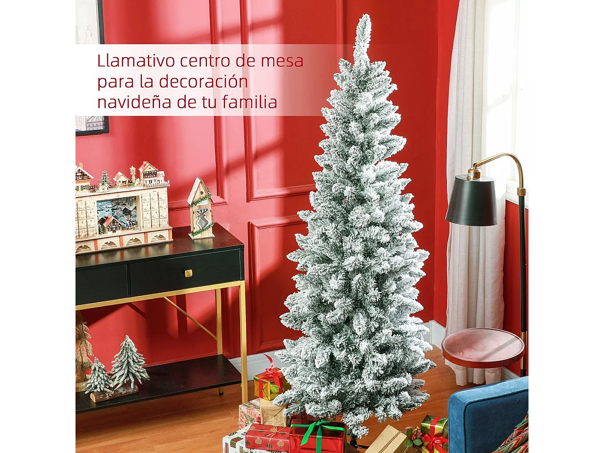 Árbol de Navidad Homcom 479 ramas con efecto nevado verde Ø65x180 cm