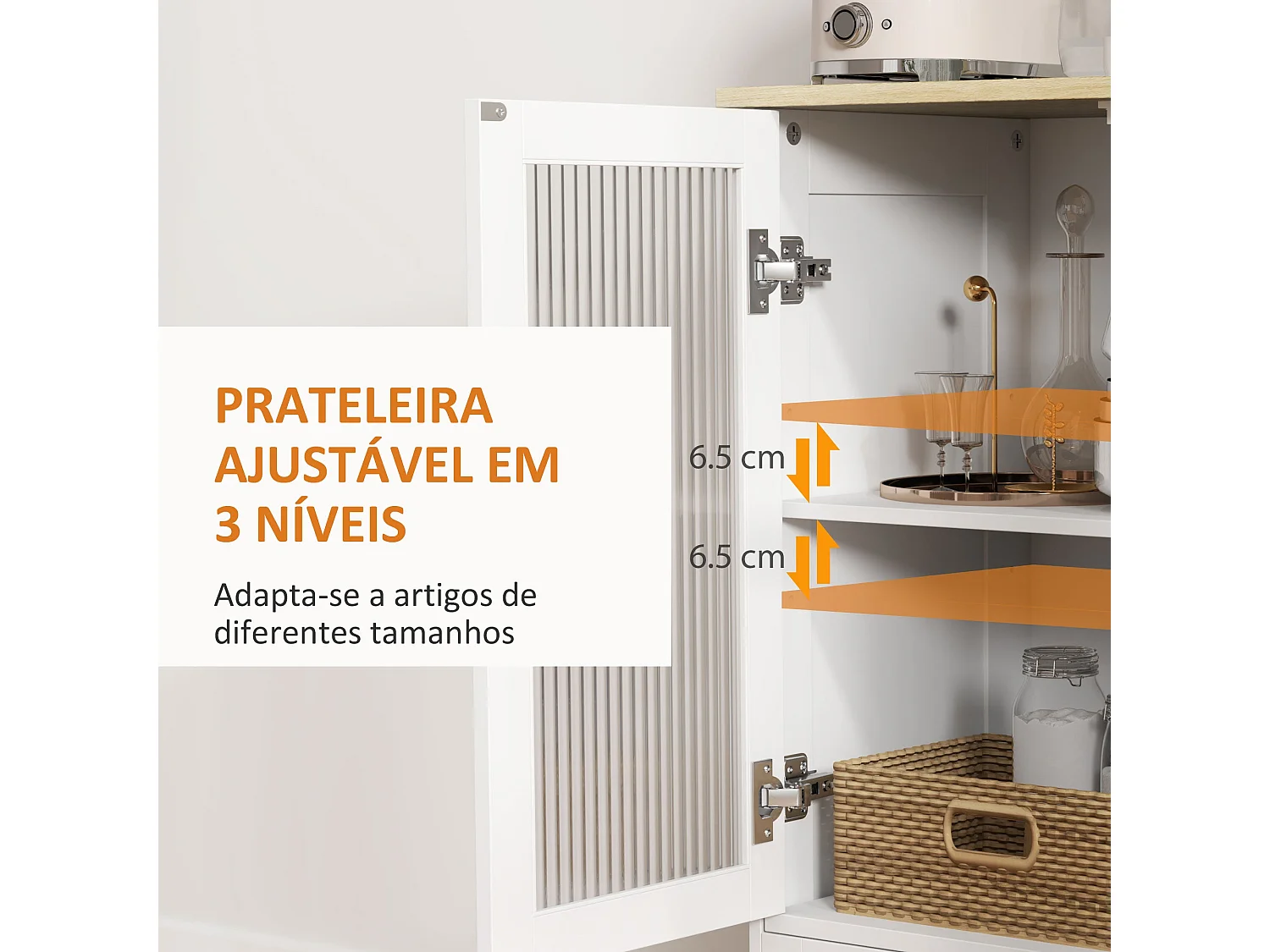 Aparador Milán Homcom cajón + armario blanco/natural 85x68x35 cm