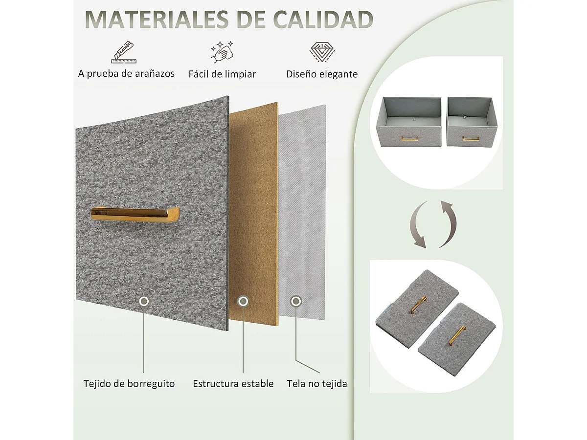 Cómoda Cedro Homcom cajones tela con estación de carga USB-C gris 76x110x30 cm