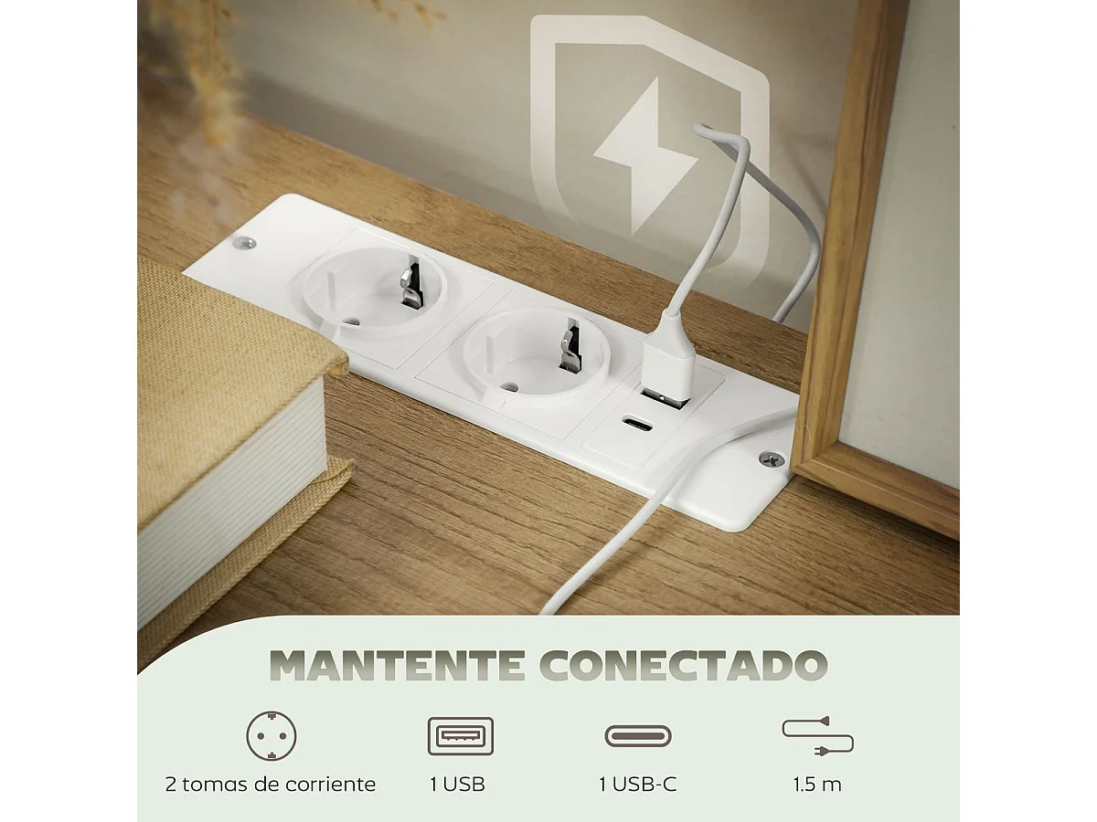 Cómoda Cedro Homcom cajones tela con estación de carga USB-C gris 76x110x30 cm