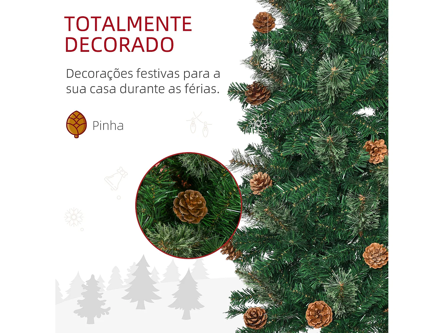 Árbol de Navidad Homcom 706 ramas con 56 piñas verde Ø58x225 cm