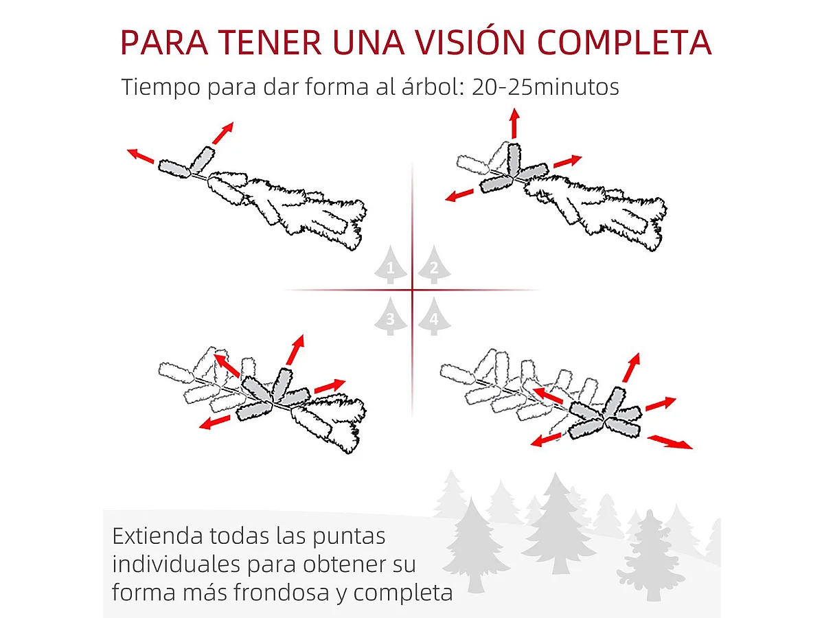 Árbol de Navidad Homcom 706 ramas con 56 piñas verde Ø58x225 cm