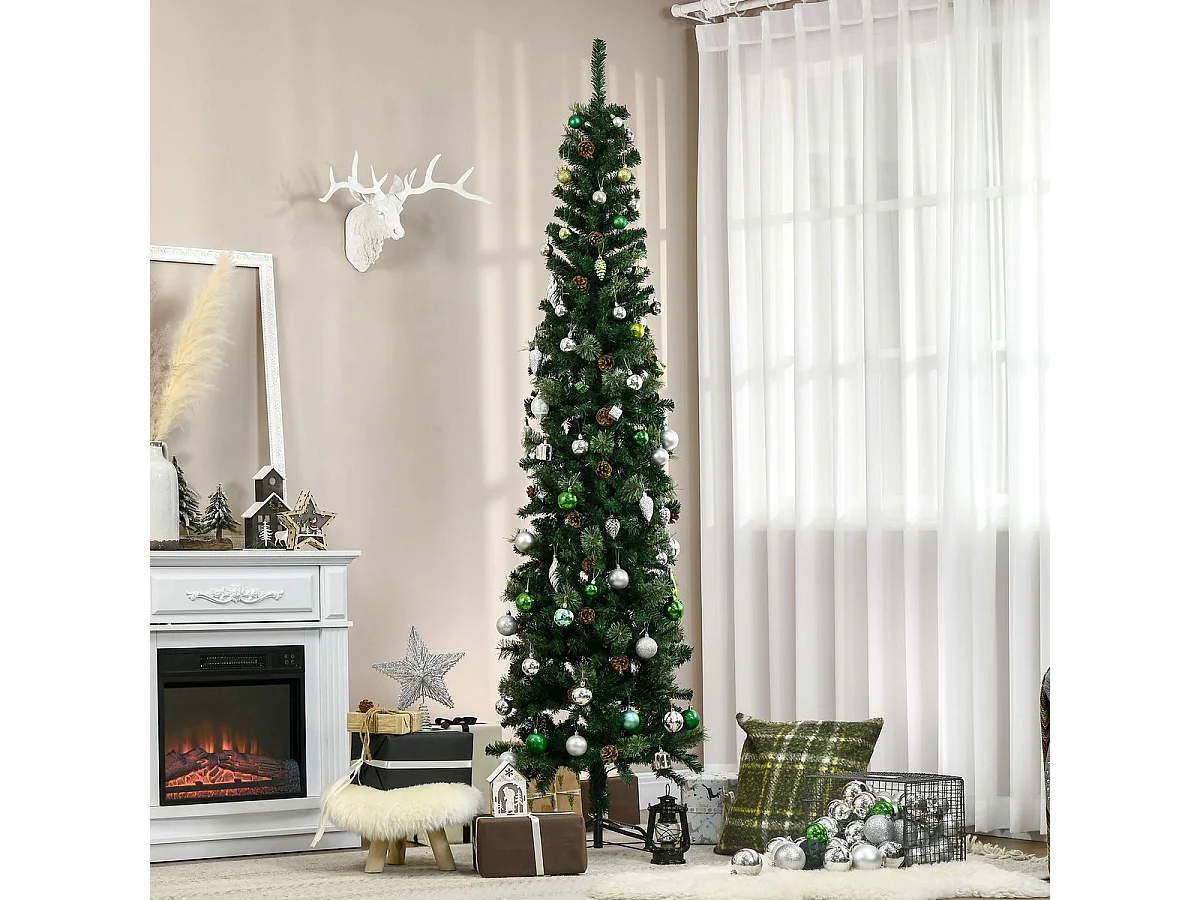 Árbol de Navidad Homcom 706 ramas con 56 piñas verde Ø58x225 cm