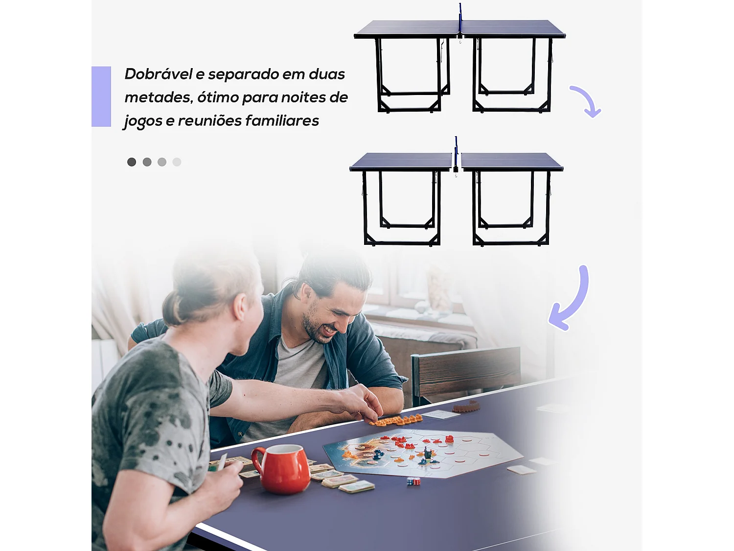 Mesa de ping pong Homcom plegable con red azul 76x91x182 cm