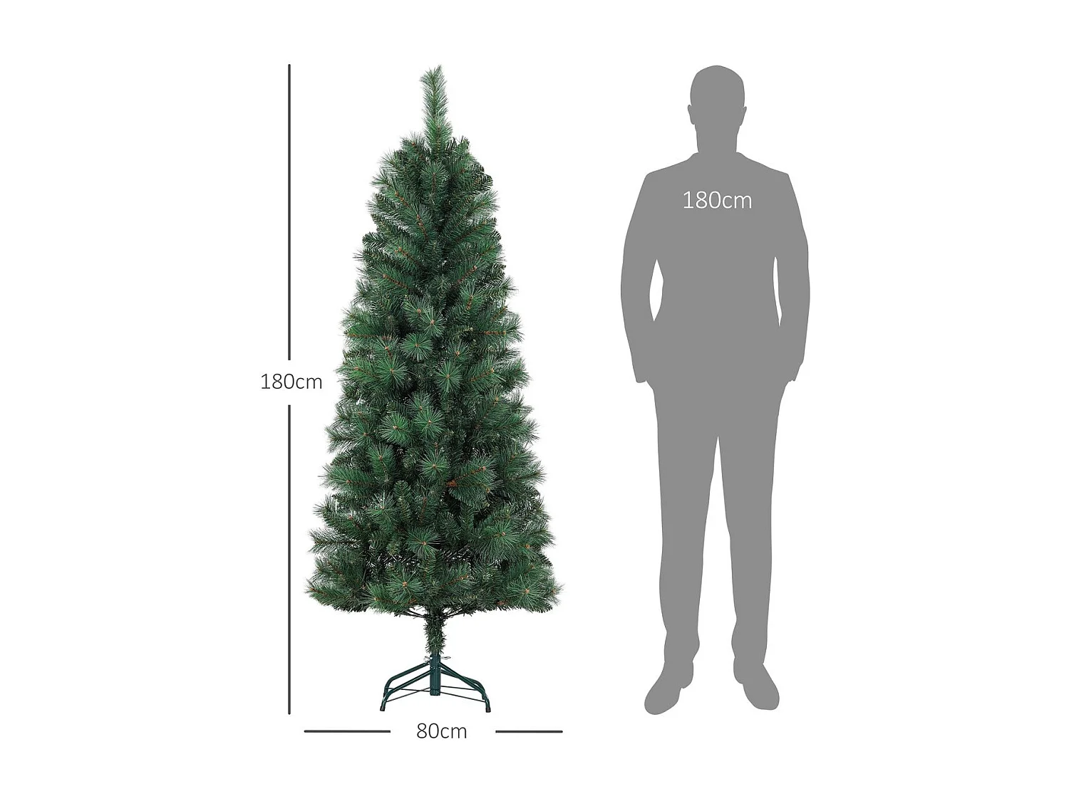 Árbol de Navidad Homcom 528 ramas verde Ø80x180 cm