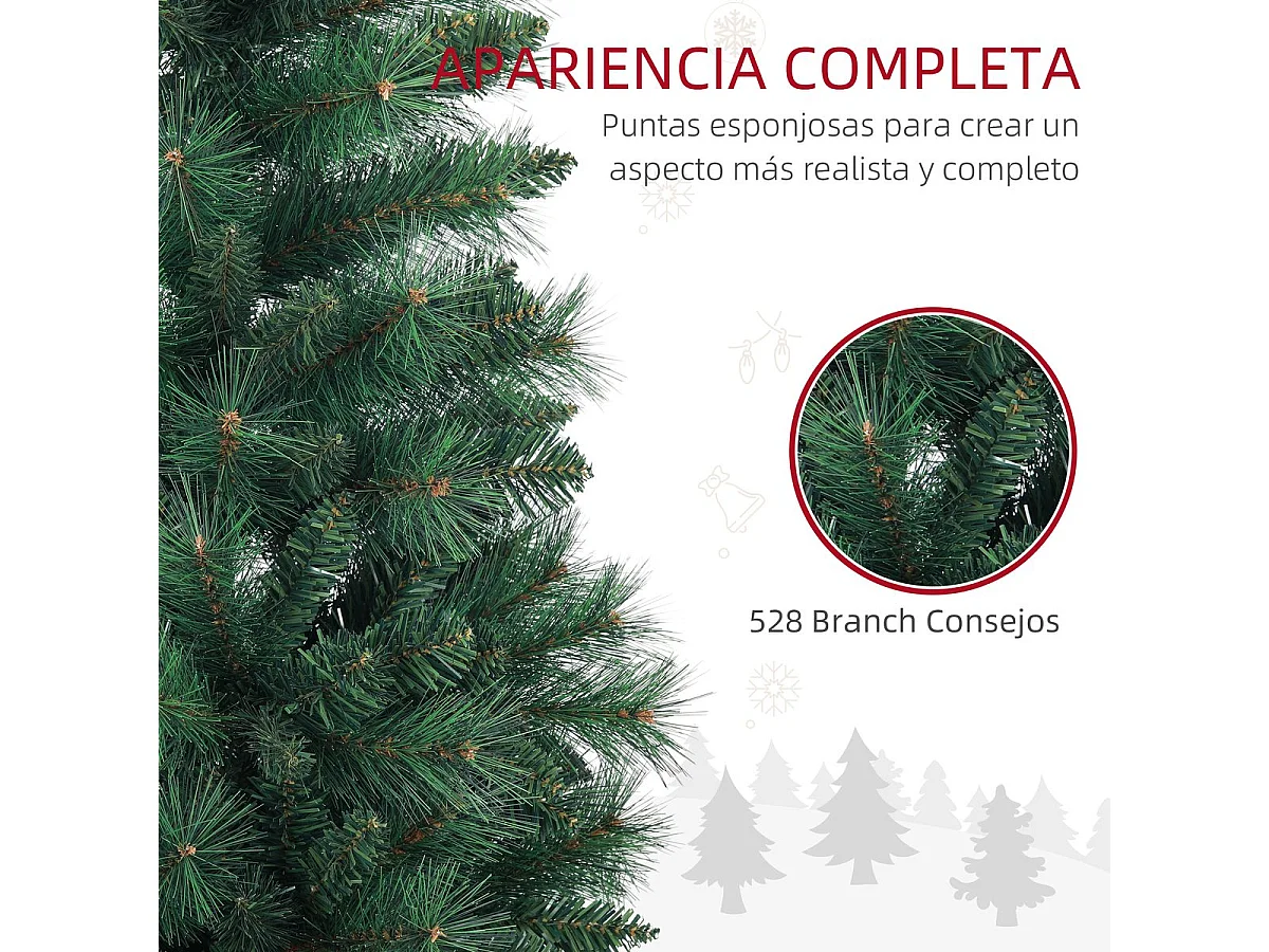 Árbol de Navidad Homcom 528 ramas verde Ø80x180 cm