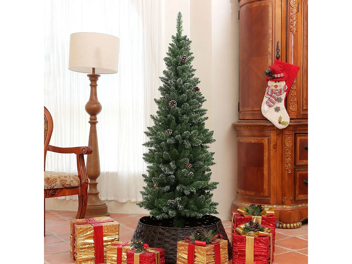 Árbol de Navidad Homcom 395 ramas con piñas verde Ø54x150 cm