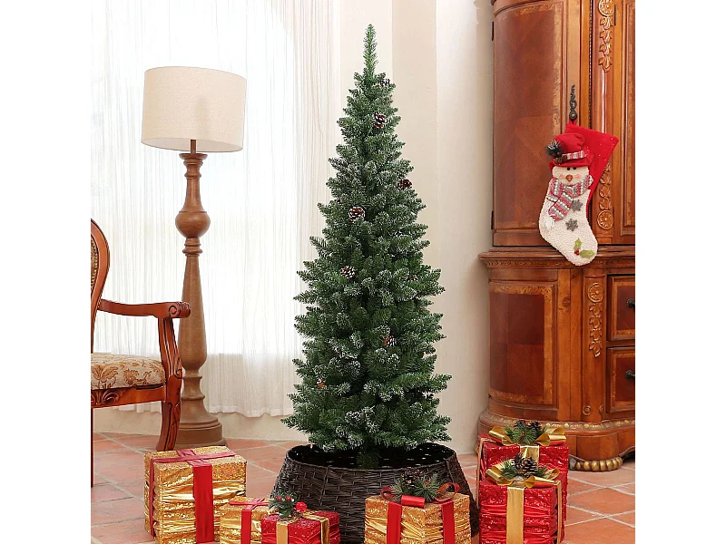 Árbol de Navidad Homcom 395 ramas con piñas verde Ø54x150 cm