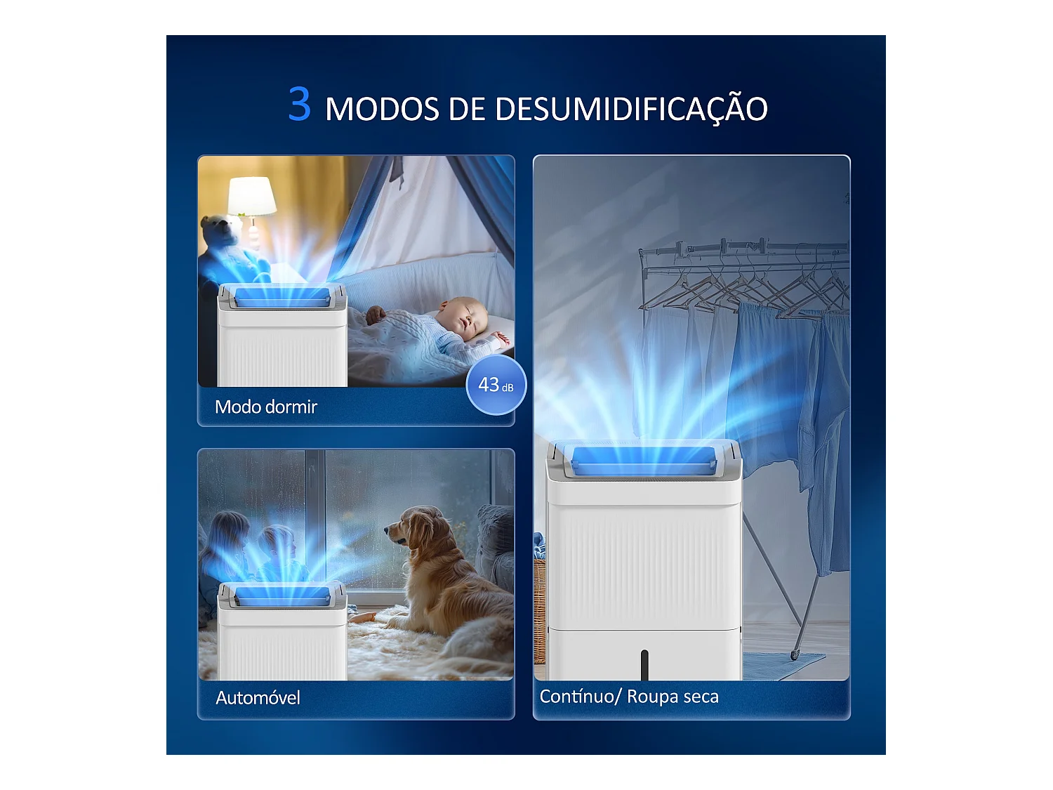 Deshumidificador eléctrico Green Homcom 35L 2 velocidades blanco 52,2x35,5x28 cm