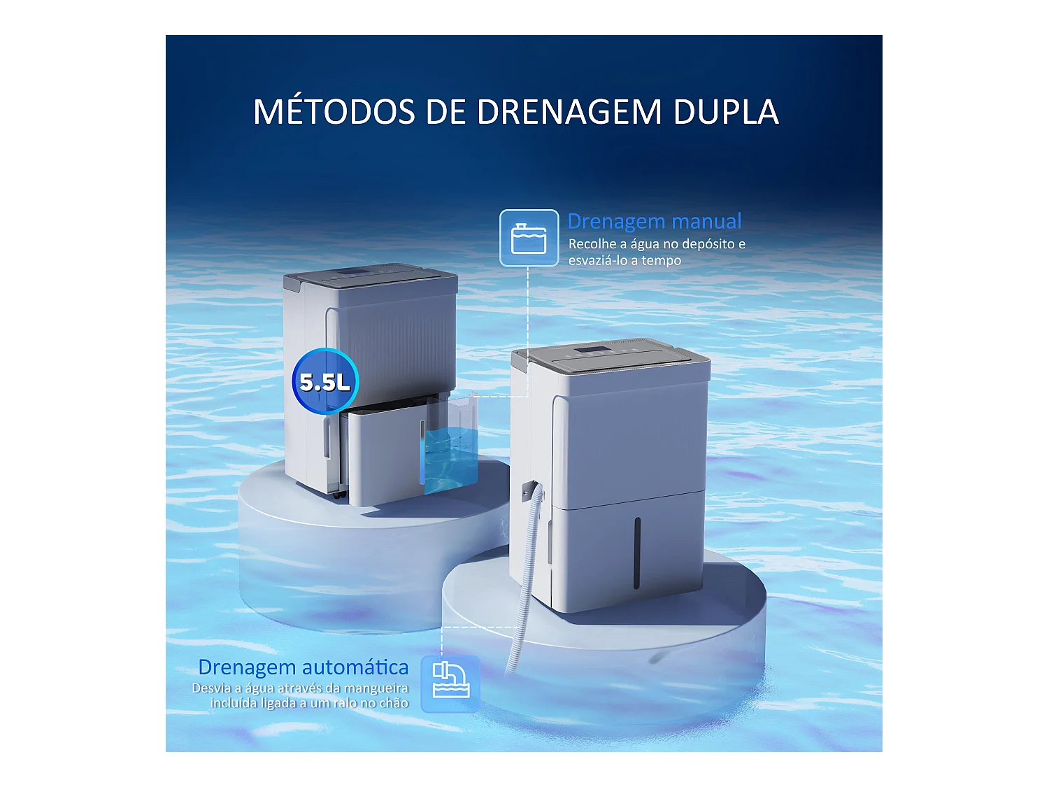 Deshumidificador eléctrico Green Homcom 35L 2 velocidades blanco 52,2x35,5x28 cm