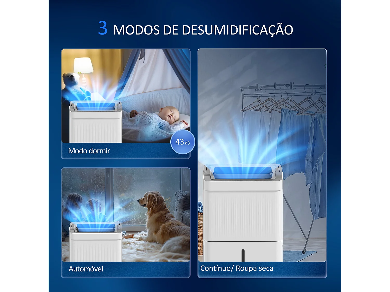 Desumidificador Elétrico 35L/dia com LED, Temporizador e Drenagem Contínua para Ambientes de Até 100㎡