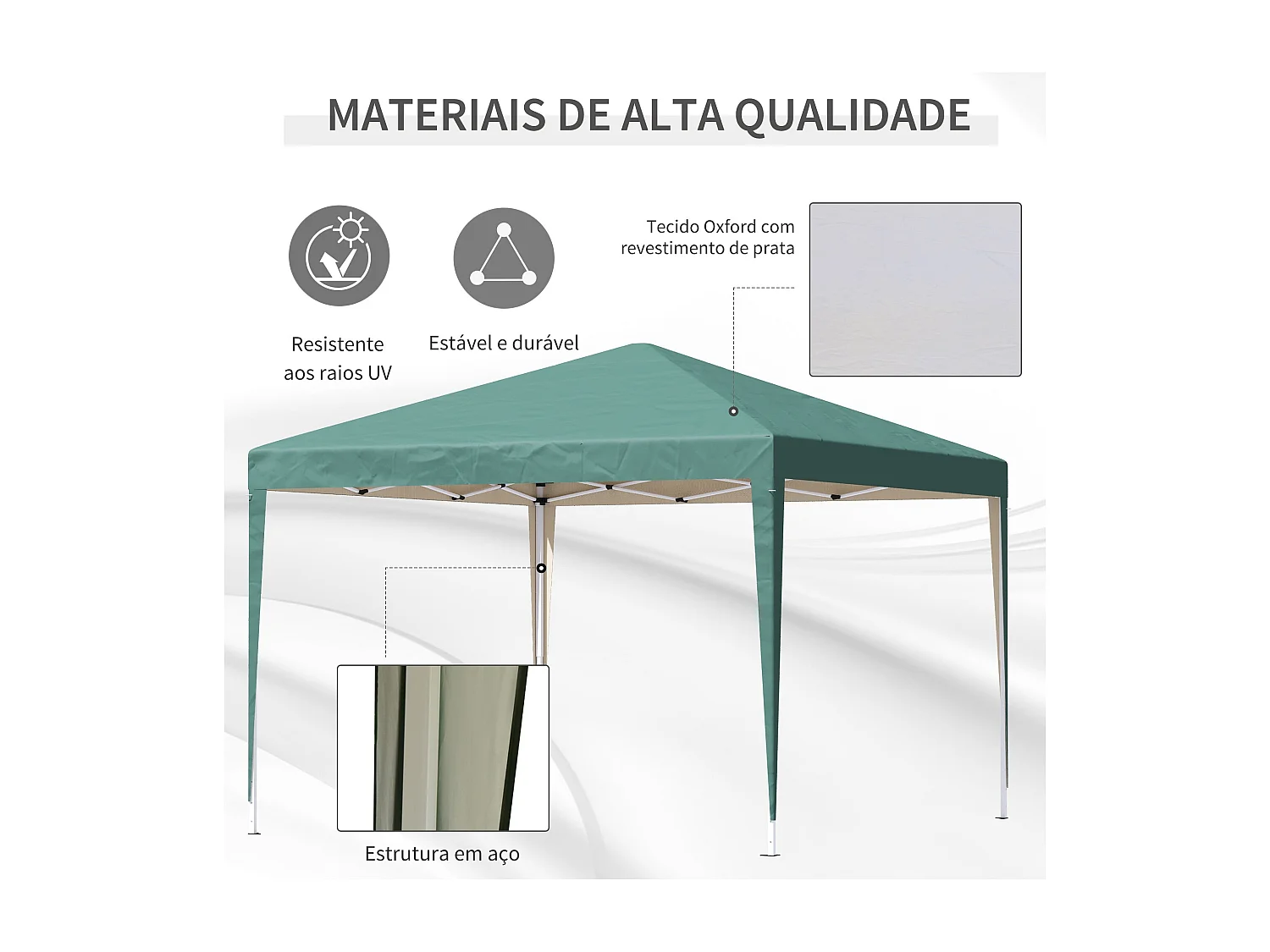 Carpa Granada Outsunny Pop-up plegable altura ajustable verde 255x295x295 cm